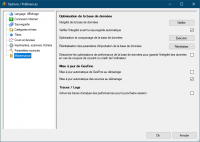 Options / Préférences - Maintenance