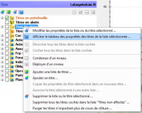 Tableau des propriétés des titres de la liste sélectionée